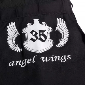 Slim fit black vest for men with white angel wings and shield print casual waistcoat
