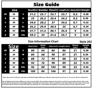 Detailed size guide chart with measurements in inches and centimeters for the puff sleeve dress