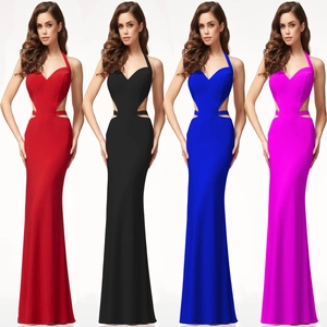 Elegant Halter Neck Cutout Backless Evening Gown For Women Sexy V Neck Slim Fit Floor Length Banquet Party Formal Maxi Dress