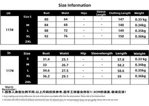 Size chart for item 117 chiffon maxi dress showing S to 2XL measurements in CM and Inch