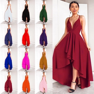 Abito da Donna Sexy Scollo a V Schiena Scoperta Orlo Irregolare Elegante Senza Maniche Festa Banchetto