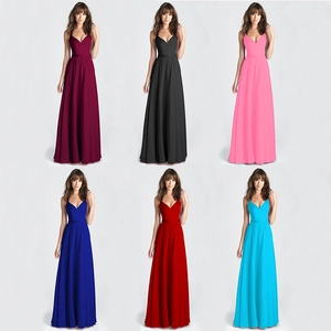 Women Sexy V-Neck Backless Maxi Dress Elegant Solid Color Strappy Sleeveless A-Line Long Evening Party Dress For Women