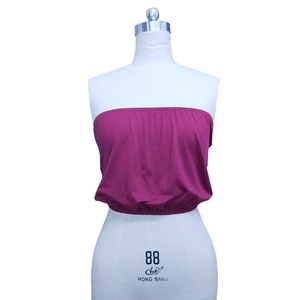 Women Strapless Tube Top High Stretch Polyester Solid Color Ruched Bandeau Crop Top Base Layer Anti-exposure Bra