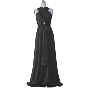 Versatile black infinity maxi dress with multi-way wrap straps and a high waist