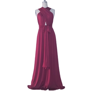 Detail of multi-way infinity dress in deep red knit fabric with versatile straps