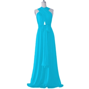 Versatile multi-way wrap maxi dress in vibrant teal elastic fabric for women