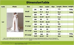 Detailed size chart for the V-neck floor-length evening dress ranging from S to 3XL