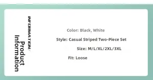 Guide des tailles pour ensemble rayé décontracté en noir ou blanc avec coupe large