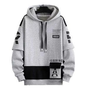 Sweat à capuche rétro gris oversize avec imprimé Urban et style streetwear épissé