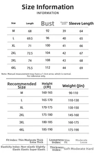 Tableau des tailles pour gilet en maille homme avec mesures du M au 4XL pour un ajustement