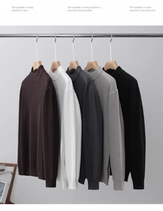 Close-up of ribbed texture and mock neck design in multiple winter sweater colors