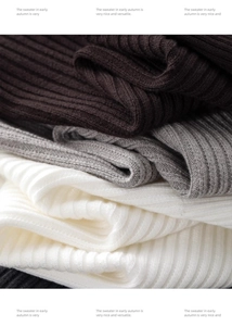 Detailed close-up showing the ribbed knit texture and soft fabric of autumn sweaters