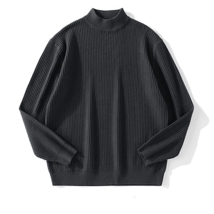 Men's Mock Neck Ribbed Knit Sweater Pullover Winter Warm Loose Fit Long Sleeve Base Layer Solid Color Fashion Knitwear Top