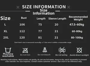 Size information chart for men's hooded cloak including chest and length measurements