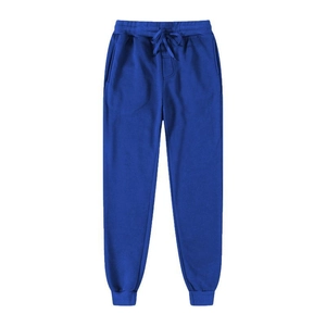Pantaloni sportivi da uomo in pile blu navy con coulisse elastica e polsini a costine