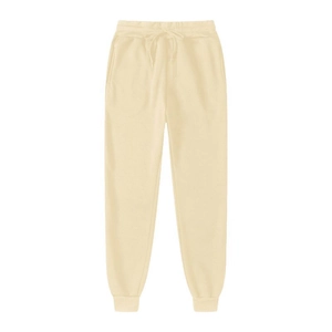 Pantaloni sportivi unisex in pile crema con coulisse in vita e polsini a costine sulle caviglie