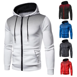 Men's Casual Sport Zip Up Hoodie Gradient Polka Dot Print Long Sleeve Hooded Sweatshirt Autumn Winter Polyester Outerwear Top