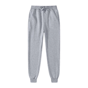 Pantaloni da jogging uomo grigio mélange con coulisse elastica e polsini a coste