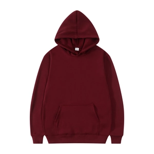 Classic burgundy oversized hoodie for men and women with kangaroo pocket and drawstring