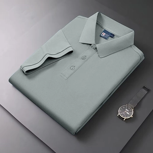 Premium sage green short sleeve polo shirt with breathable fabric and classic fold collar