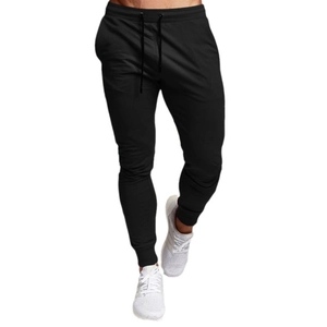 Men's slim-fit black jogger pants with elastic drawstring waist for fitness and sports