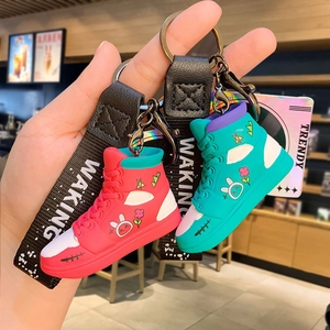 Creative sneaker keychain with Waking strap and bunny charm for backpacks and car keys