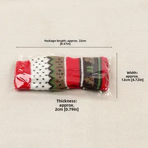 Detailed view of Christmas knit gloves packaging with dimensions 22cm by 12cm