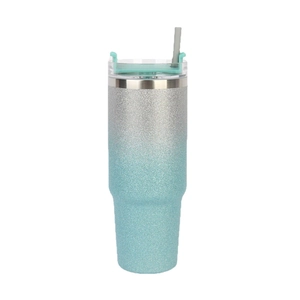 Glitter gradient 20oz stainless steel insulated tumbler with lid and straw