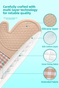 Macro detail of heat-resistant oven mitt layers with silicone grip and cotton filling