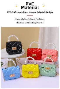 Detailed arrangement of mini jelly handbags with quilted patterns and pearl bead handles