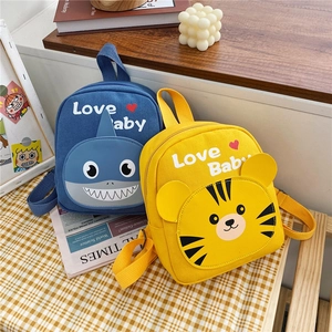 Cartoon animal canvas backpacks for toddlers with cute shark and tiger designs