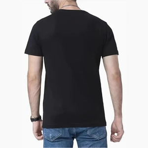 Back view of a men's black quick-dry slim fit crew neck t-shirt in casual style