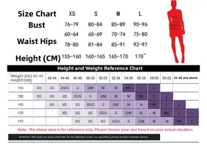 Guide des tailles de robe pour femmes indiquant les mesures buste, taille et hanches XS-L