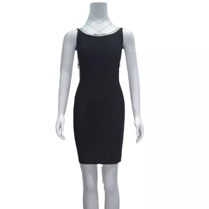 Sexy backless black mini bandage party dress with sequined neckline for nightclub