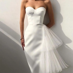 Women Sexy Strapless Bandage Evening Dress Mesh Patchwork Slim Fit High Waist Bodycon Party Gown Elegant Mid-Calf Dress