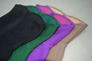 Detail showing non-slip silicone strip on the strapless bodice in five varied colors