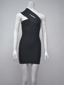 Schwarzes One-Shoulder Bandage-Minikleid mit Cut-out-Detail für die Party
