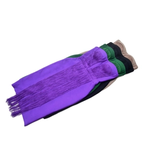 Fashionable tube bandage dress with fringe details in purple green black and beige colors
