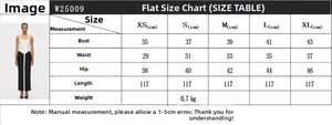 Detailed size guide table for elegant black and white colorblock bandage halter dress