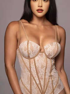 Robe corset élégante en dentelle sans manches avec bustier structuré et bretelles