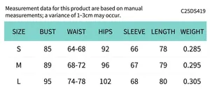 Guide des tailles détaillé pour robe ajustée femme avec mesures pour tailles S, M, et L