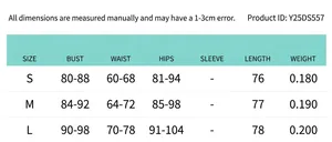 Size guide table for women's deep V-neck sleeveless dress showing bust waist and hip metrics