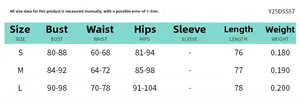 Size chart for deep V-neck sleeveless mini dress with bust, waist, and hip measurements