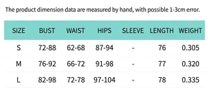 Tableau des tailles détaillé pour mini robe sans manches avec mesures de buste et taille
