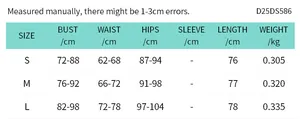 Guide des tailles pour robe moulante sans manches avec mesures de poitrine taille et hanches