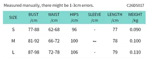 Detailed size chart for the solid color woven mesh sleeveless slim fit short dress