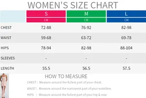 Women's summer mesh halter dress size chart with bust, waist, and hip measurements