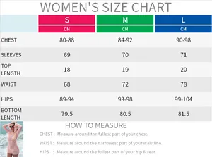 Women's 3-piece beach set size chart for lace dress and bikini with detailed measurements