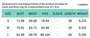 Size chart table for elegant strapless mini dress showing bust waist and hip measurements