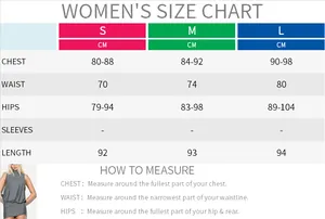 Women's size chart for sleeveless high neck mini dress with chest and waist measures